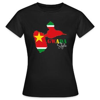 Carte Drapeau Guadeloupe Gwada Style - T-shirt Femme - noir - Devant - AI Model Female 172 dark (172cm)