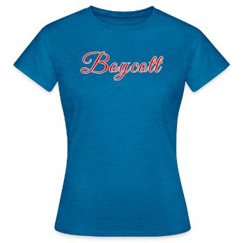 Boycott stylisé rouge - T-shirt Femme - bleu saphir antique chiné - Devant - AI Model Female 172 dark (172cm)