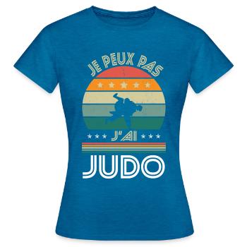 Ich kann nicht Ich habe Judo - Judoka Geschenkidee - Frauen T-Shirt - Antikblaues Saphir meliert - Vorne - AI Model Female 172 dark (172cm)