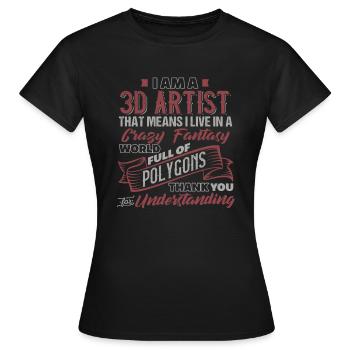 3D ARTIST Crazy Fantasy World Vintage - Frauen T-Shirt - Schwarz - Vorne - AI Model Female 172 dark (172cm)