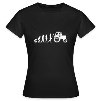 Homme des cavernes Evolution au conducteur de tracteur - T-shirt Femme - noir - Devant - AI Model Female 172 dark (172cm)