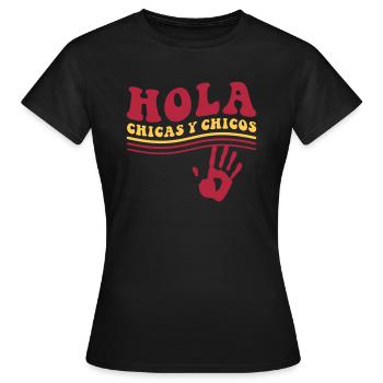 Hola chicas y chicos - T-shirt Femme - noir - Devant - AI Model Female 172 dark (172cm)
