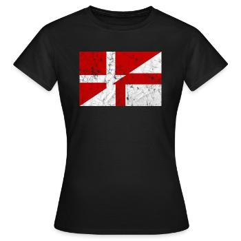 Dänemark England Fußball Flagge Fahne Dannebrog - Frauen T-Shirt - Schwarz - Vorne - AI Model Female 172 dark (172cm)