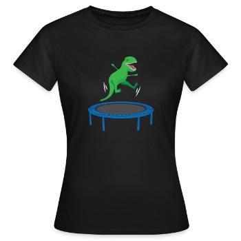 Jumping T Rex - T-shirt Femme - noir - Devant - AI Model Female 172 dark (172cm)