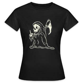 Grim Reaper montre des doigts puants - T-shirt Femme - noir - Devant - AI Model Female 172 dark (172cm)