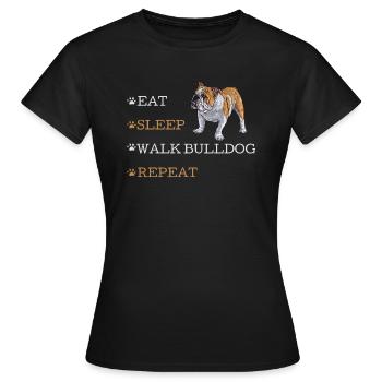 BULLDOGGE SPAZIEREN - Frauen T-Shirt - Schwarz - Vorne - AI Model Female 172 dark (172cm)