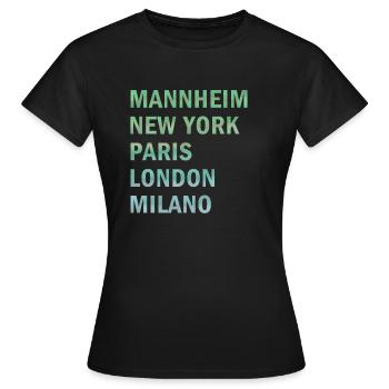 Metropole Mannheim - Frauen T-Shirt - Schwarz - Vorne - AI Model Female 172 dark (172cm)