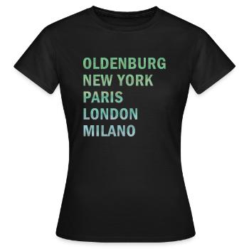 Metropole Oldenburg - Frauen T-Shirt - Schwarz - Vorne - AI Model Female 172 dark (172cm)