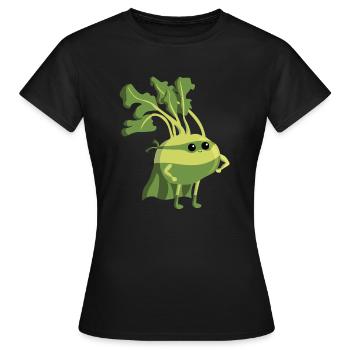 Kohlrabi Gemüse Superfood Vegetarier Vegan Held - Frauen T-Shirt - Schwarz - Vorne - AI Model Female 172 dark (172cm)