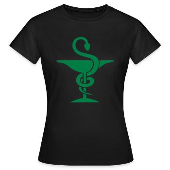 Caduceus pharmacist, cup of Hygieia, pharmacy - Women's T-Shirt - black - Front - AI Model Female 172 dark (172cm)