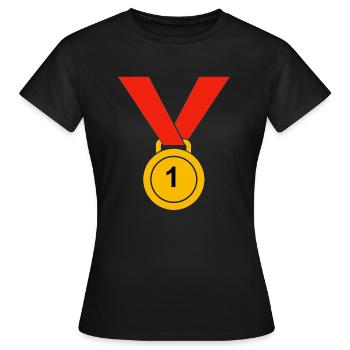 Medaille "1" - Frauen T-Shirt - Schwarz - Vorne - AI Model Female 172 dark (172cm)