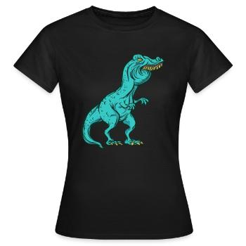 Tyrannosaurus Rex Überbiss Hasenzähne Witzig - Frauen T-Shirt - Schwarz - Vorne - AI Model Female 172 dark (172cm)
