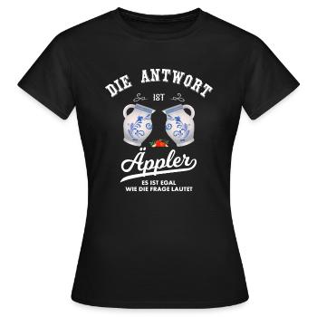 die Antwort ist Äppler, Apfelwein ist die Lösung - Frauen T-Shirt - Schwarz - Vorne - AI Model Female 172 dark (172cm)