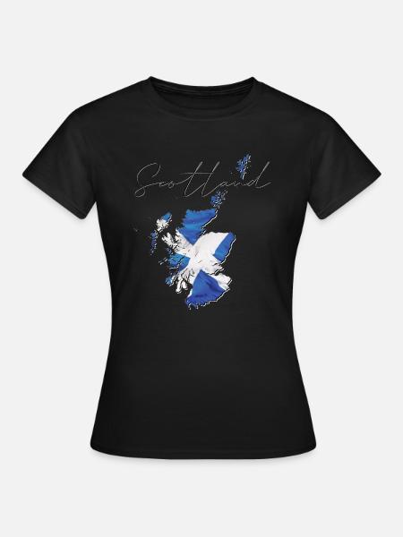Schottland Flagge in der Schottland Landkarte EN - Frauen T-Shirt - Schwarz