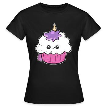 Kawaii cupcake. Sweets lovers and delicacies - Women's T-Shirt - black - Front - AI Model Female 172 dark (172cm)