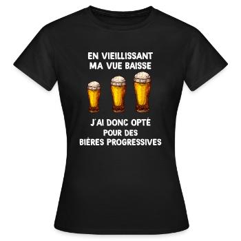bières progressives cadeau jeux de mots pour papa - T-shirt Femme - noir - Devant - AI Model Female 172 dark (172cm)