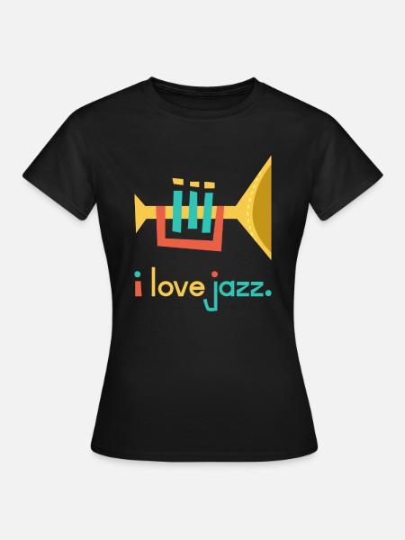 J’adore le jazz - j’aime les musiciens de trompette de jazz - T-shirt Femme - noir