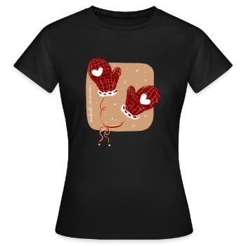 Handschuhe im Winter - Frauen T-Shirt - Schwarz - Vorne - AI Model Female 172 dark (172cm)