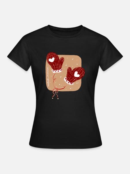 Handschuhe im Winter - Frauen T-Shirt - Schwarz