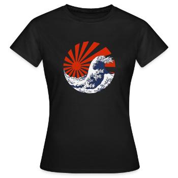 Kanagawa Aufgehende Sonne - Frauen T-Shirt - Schwarz - Vorne - AI Model Female 172 dark (172cm)