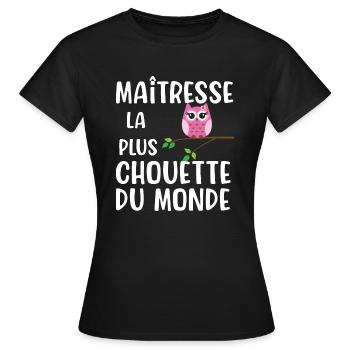 Maîtresse la plus chouette du monde cadeau - T-shirt Femme - noir - Devant - AI Model Female 172 dark (172cm)