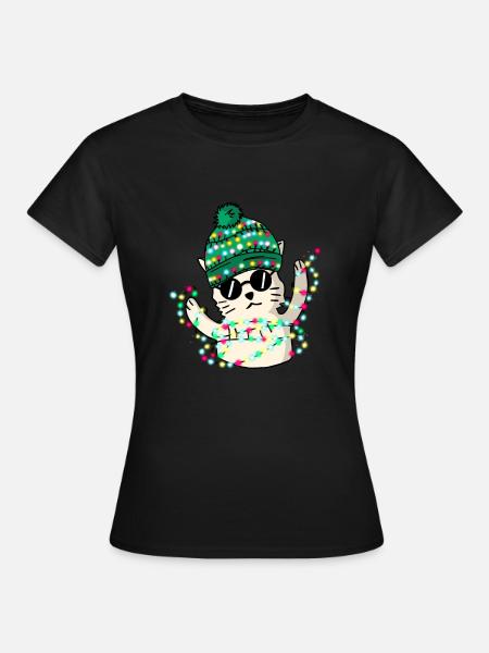 Weihnachten - Merry Catmas! - Frauen T-Shirt - Schwarz