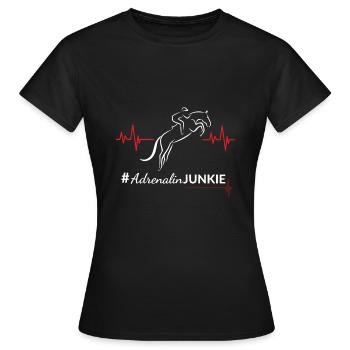 Motiv Springreiter "#AdrenalinJunkie" - Frauen T-Shirt - Schwarz - Vorne - AI Model Female 172 dark (172cm)