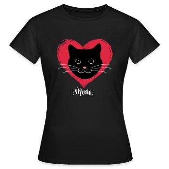 grand motif « Miaou » pour les amoureux des chats - T-shirt Femme - noir - Devant - AI Model Female 172 dark (172cm)
