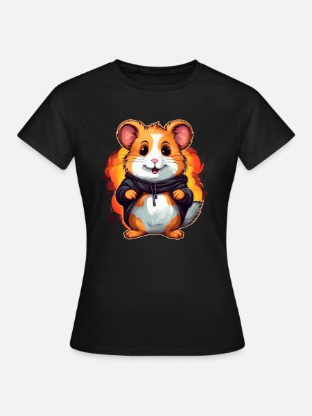 Süßer Hamster - Frauen T-Shirt - Schwarz