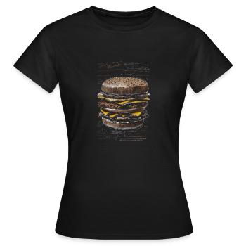 Hamburger Sketch Leonardo da Vinci - Frauen T-Shirt - Schwarz - Vorne - AI Model Female 172 dark (172cm)