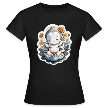 bébé Bouddha - meditation yoga relaxation - T-shirt Femme - noir - Devant - AI Model Female 172 dark (172cm)