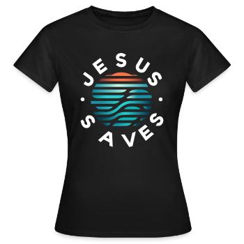 Jesus rettet - Frauen T-Shirt - Schwarz - Vorne - AI Model Female 172 dark (172cm)
