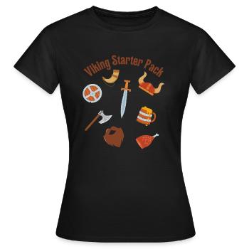 Wikinger Viking Starter Pack Lustig - Frauen T-Shirt - Schwarz - Vorne - AI Model Female 172 dark (172cm)