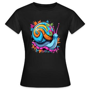 Partyschnecke bunte Weinbergschnecke - Frauen T-Shirt - Schwarz - Vorne - AI Model Female 172 dark (172cm)