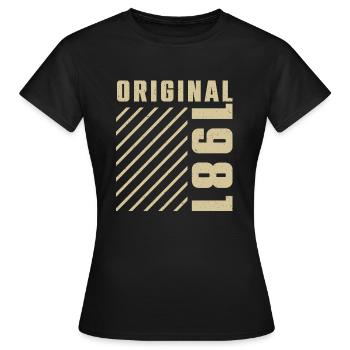 Original 1981 Authentischer Jahrgang Bursdag von 1981 - Frauen T-Shirt - Schwarz - Vorne - AI Model Female 172 dark (172cm)