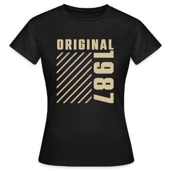 Original 1987 Authentischer Jahrgang Bursdag von 1987 - Frauen T-Shirt - Schwarz - Vorne - AI Model Female 172 dark (172cm)