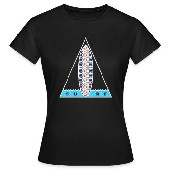 Surf-Dreieck (weiße Umrandung) - Frauen T-Shirt - Schwarz - Vorne - AI Model Female 172 dark (172cm)