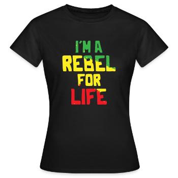 Musique reggae - Je suis un rebelle pour la vie - T-shirt Femme - noir - Devant - AI Model Female 172 dark (172cm)