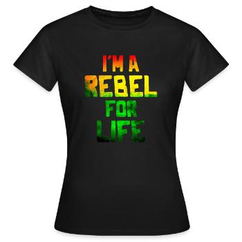 Musique reggae - Je suis un rebelle pour la vie - T-shirt Femme - noir - Devant - AI Model Female 172 dark (172cm)