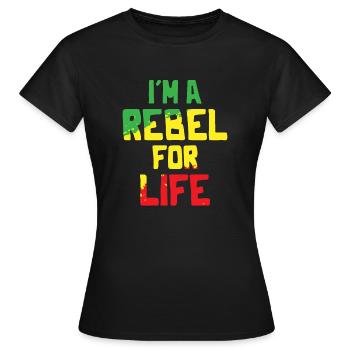 Musique reggae - Je suis un rebelle pour la vie - T-shirt Femme - noir - Devant - AI Model Female 172 dark (172cm)