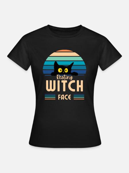 Resting witch face cat - Frauen T-Shirt - Schwarz