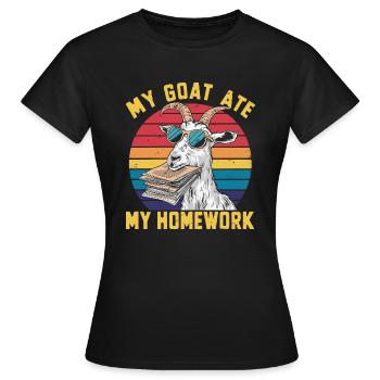 Ma chèvre a mangé mes devoirs - T-shirt Femme - noir - Devant - AI Model Female 172 dark (172cm)