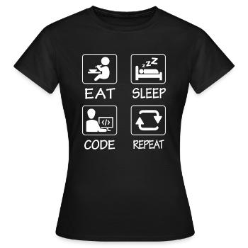 Eat Sleep Code Repeat - T-shirt Femme - noir - Devant - AI Model Female 172 dark (172cm)