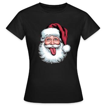 Père Noël Drôle Visage Langue Sortante - T-shirt Femme - noir - Devant - AI Model Female 172 dark (172cm)