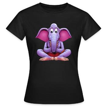 Elefant Yogi - Frauen T-Shirt - Schwarz - Vorne - AI Model Female 172 dark (172cm)
