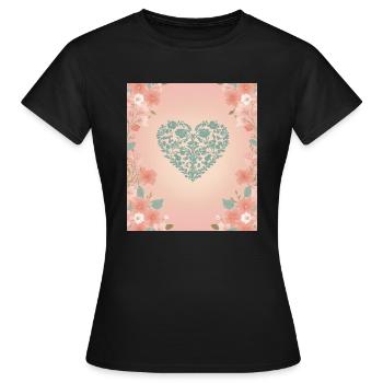 Coeur de fleur - T-shirt Femme - noir - Devant - AI Model Female 172 dark (172cm)