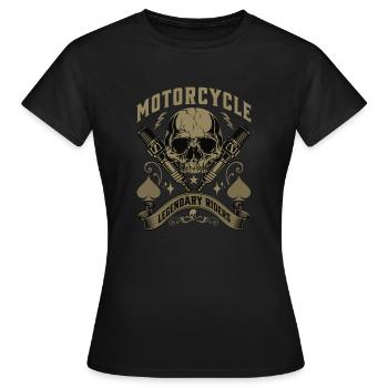 Crâne de motard avec flammes et bougies d’allumage - T-shirt Femme - noir - Devant - AI Model Female 172 dark (172cm)