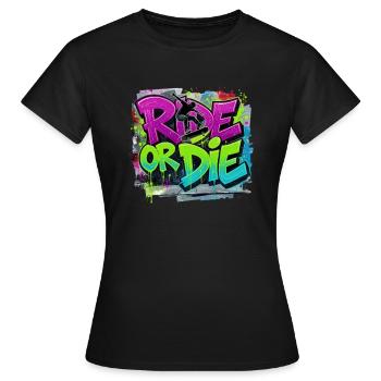 Ride or Die Skateboard Graffiti – Streetstyle - T-shirt Femme - noir - Devant - AI Model Female 172 dark (172cm)