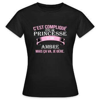 Ambre - T-shirt Femme - noir - Devant - AI Model Female 172 dark (172cm)