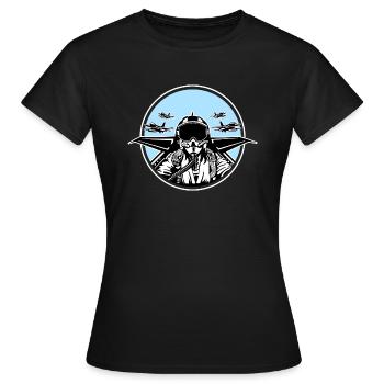 Jet Pilot / Kampfpilot 01_black white - Women's T-Shirt - black - Front - AI Model Female 172 dark (172cm)